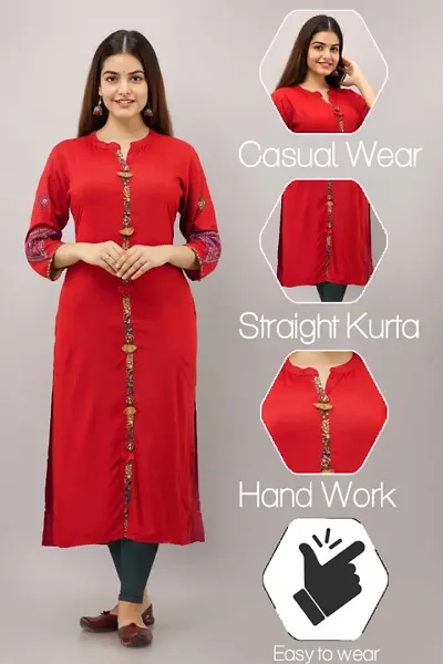 Rayon Embroidered straight Kurta