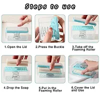 Soap Box Bubbler with Roller and Drain Holes,2 in 1 Soap Cleaning Storage Foaming Box, Multifuncti-thumb2