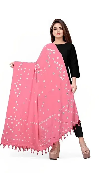 Womens Bandhej/Bandhani Dupatta Shawl Pink(Pack of 1)