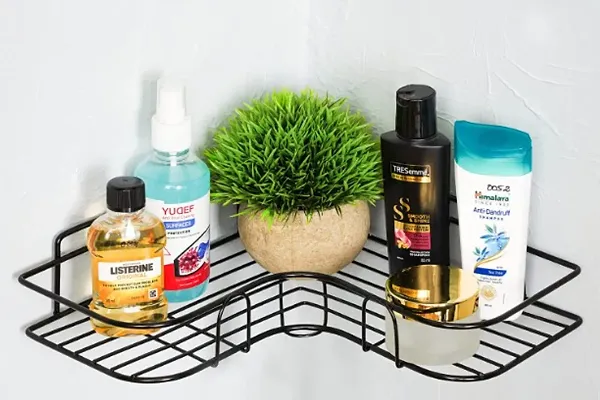 Adhesive Shower Caddy Corner Shelf, Metal Bathroom Shelf Wall