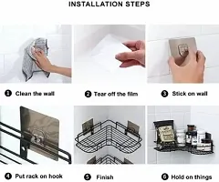 THINKWELL  Self-Adhesive Metal Bathroom Corner Shelf, Ir-thumb2