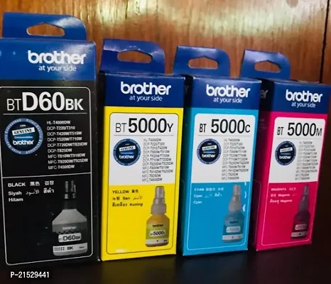 brother BTD60BK + BT5000C ,BT5000M,BT5000Y For Ink tank Printers Black + Tri Color Combo Pack Ink Bottle