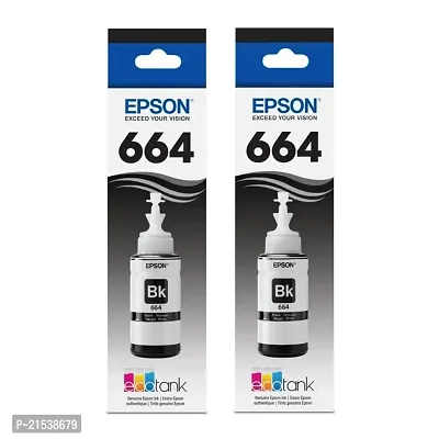 Epson 664 / T664 / T664120 Set of 2 Black Ink Bottles for use in Expression ET-2500, ET-2550, ET-2600, ET-2650  WorkForce ET-16500, ET-4500, ET-4550-thumb0