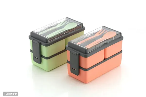 Useful Leak Proof Plastic Lunch Box with 3 Containers Box-thumb2