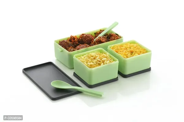 Useful Leak Proof Plastic Lunch Box with 3 Containers Box-thumb5