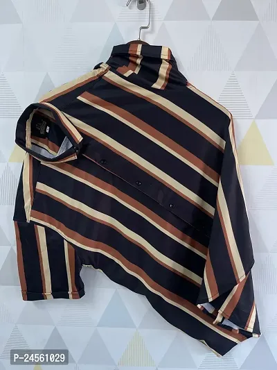 Stylish Striped Lycra Blend Short Sleeves Casual Shirt For Men