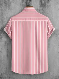 Stylish Striped Lycra Blend Short Sleeves Casual Shirt For Men-thumb1