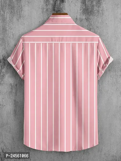 Stylish Striped Lycra Blend Short Sleeves Casual Shirt For Men-thumb2