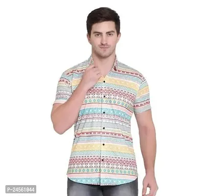 Stylish Printed Lycra Blend Short Sleeves Casual Shirt For Men