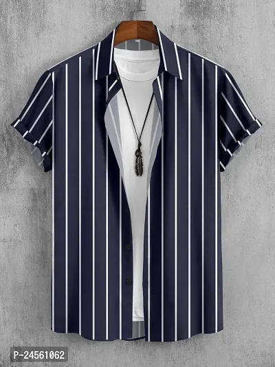 Stylish Striped Lycra Blend Short Sleeves Casual Shirt For Men