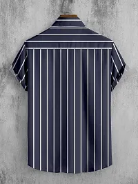 Stylish Striped Lycra Blend Short Sleeves Casual Shirt For Men-thumb1