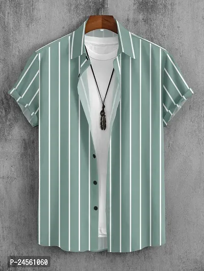 Stylish Striped Lycra Blend Short Sleeves Casual Shirt For Men