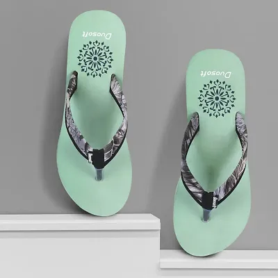 Elegant Green Synthetic Solid Flip Flops For Women