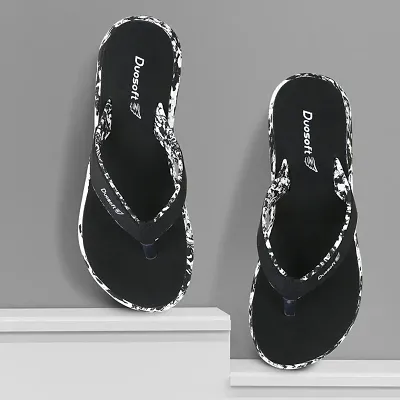 Elegant Black Synthetic Solid Flip Flops For Women