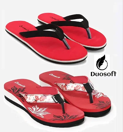 Duosoft Doctor Walk House Slipper for Women's Care Dr Orthopedic Super Comfort Fitting Flat Flip-Flop for Ladies and Girlrsquo;s(Pack of 2)