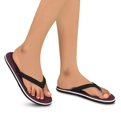 Elegant Maroon Synthetic Solid Flip Flops For Women