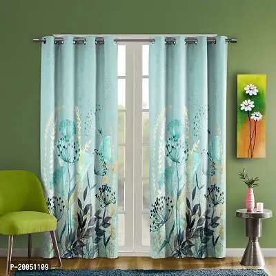 Stylish Multicolored Long Crush Satin Printed 7- Feet Window Curtains (Windy Days)