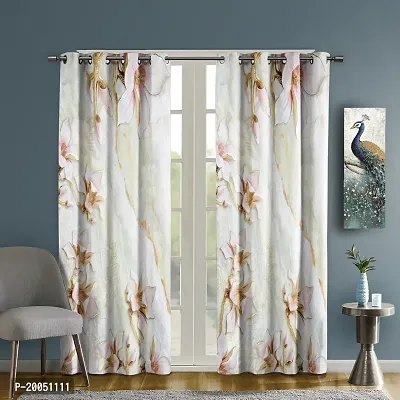 Stylish Multicolored Long Crush Satin Printed 7- Feet Window Curtains (Orchid Huess)