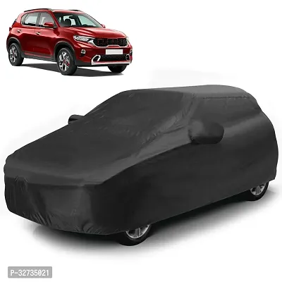 Kahra Kia Sonet Car Cover (2020 Onwards), Water Resistant With Magic Cotton Fabric, All Weather Protection, Elastic Bottom, Heavy Buckle, Mirror Pockets (Black)