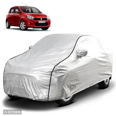 Kahra Maruti Suzuki Celerio Car Cover (2021 Onwards), Water Resistant With Magic Cotton Fabric, All Weather Protection, Elastic Bottom, Heavy Buckle, Mirror Pockets (Silver)