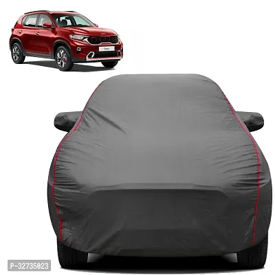 Kahra Kia Sonet Car Cover (2020 Onwards), Water Resistant With Polyester Fabric, Color Options, All Weather Protection, Elastic Bottom, Heavy Buckle, Mirror Pockets (Grey)-thumb0