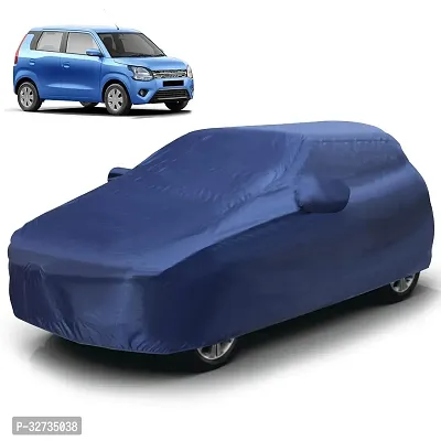 Kahra Maruti Suzuki Wagon R Car Cover (2019-2024), Water Resistant With Magic Cotton Fabric, All Weather Protection, Elastic Bottom, Heavy Buckle, Mirror Pockets (Navy Blue)