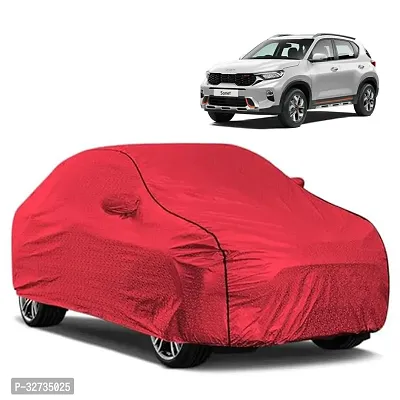 Kahra Kia Sonet Car Cover (2020 Onwards), Water Resistant With Polyester Fabric, All Weather Protection, Elastic Bottom, Heavy Belt With Buckle, Mirror Pockets (Red)