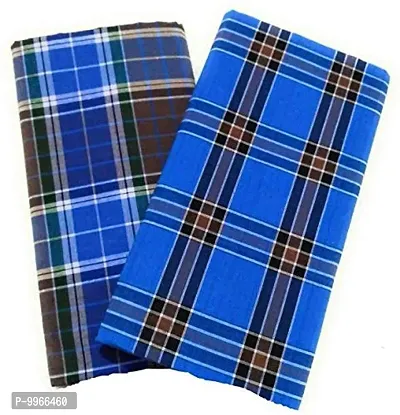 Classy Cotton Checked Stitched Lungie For Men Pack Of 2-thumb0