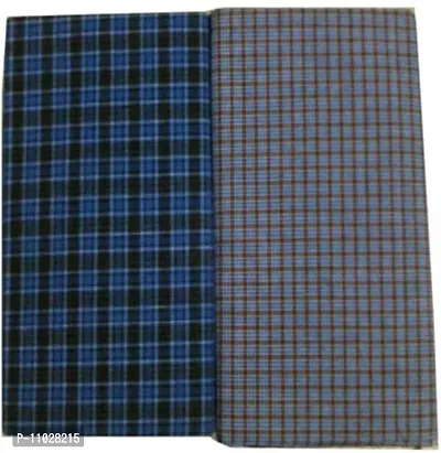 Classy Cotton Checked Stitched Lungi 2 Mtr Pack Of 2-thumb0