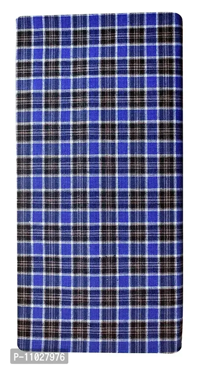 Classy Cotton Checked Stitched Lungi 2 Mtr Pack Of 1-thumb0