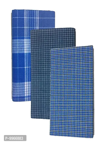 Classy Cotton Checked Stitched Lungie For Men Pack Of 3-thumb0