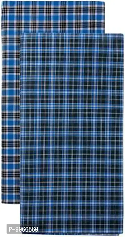 Classy Cotton Checked Stitched Lungie For Men Pack Of 2-thumb0