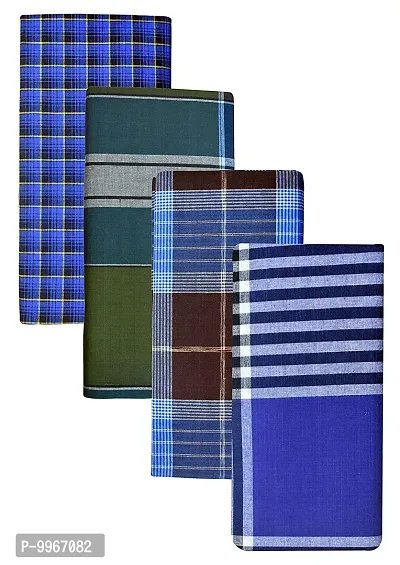 Classy Cotton Checked Stitched Lungie For Men Pack Of 4-thumb0