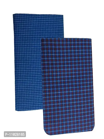 Classy Cotton Checked Stitched Lungi 2 Mtr Pack Of 2-thumb0