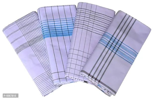 Classy Cotton Checked Stitched Lungie For Men Pack Of 4-thumb0