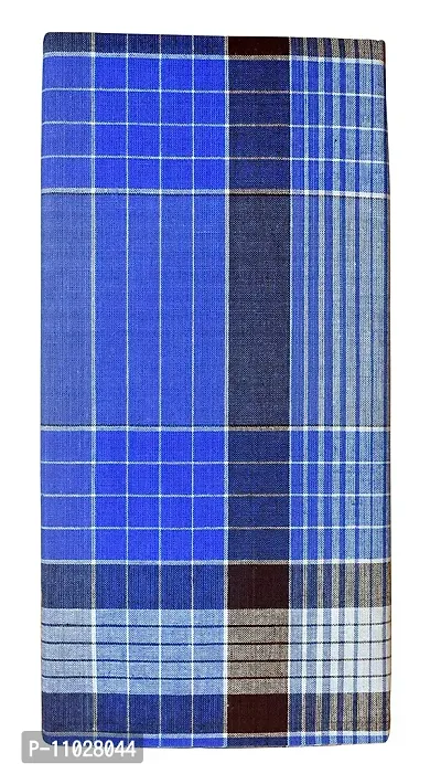 Classy Cotton Checked Stitched Lungi 2 Mtr Pack Of 1-thumb0