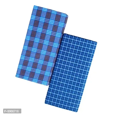 Classy Cotton Checked Stitched Lungie For Men Pack Of 2-thumb0