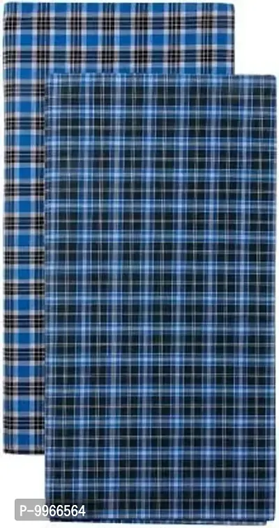 Classy Cotton Checked Stitched Lungie For Men Pack Of 2-thumb0