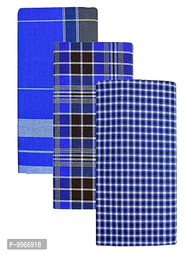 Classy Cotton Checked Stitched Lungie For Men Pack Of 3-thumb0