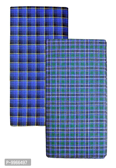 Classy Cotton Checked Stitched Lungie For Men Pack Of 2