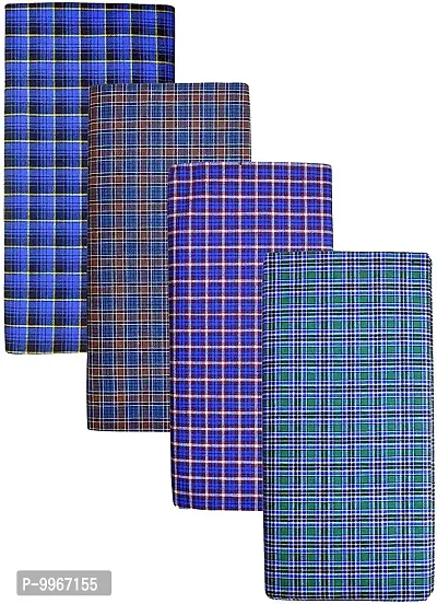 Classy Cotton Checked Stitched Lungie For Men Pack Of 4-thumb0