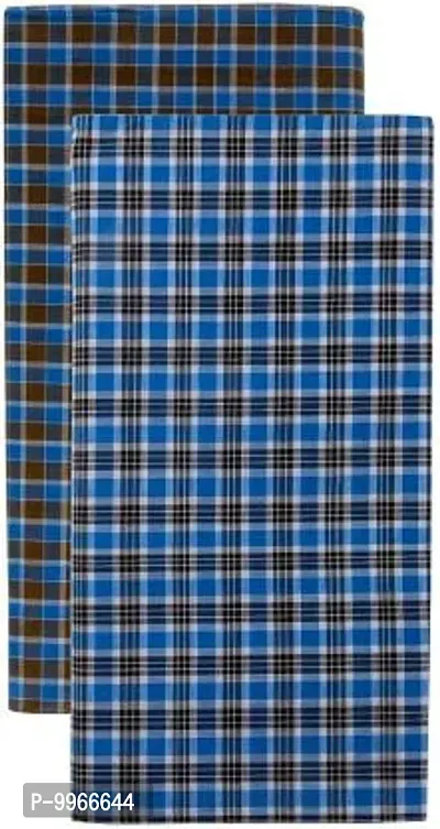 Classy Cotton Checked Stitched Lungie For Men Pack Of 2-thumb0