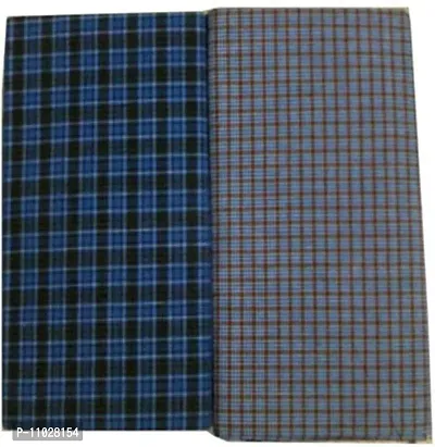 Classy Cotton Checked Stitched Lungi 2 Mtr Pack Of 2-thumb0