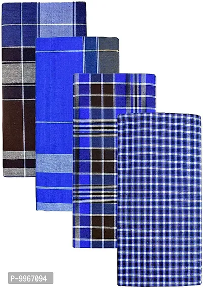 Classy Cotton Checked Stitched Lungie For Men Pack Of 4-thumb0