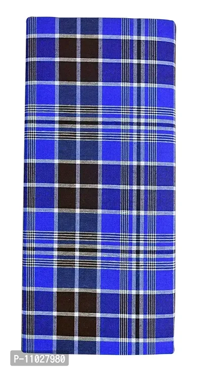 Classy Cotton Checked Stitched Lungi 2 Mtr Pack Of 1-thumb0