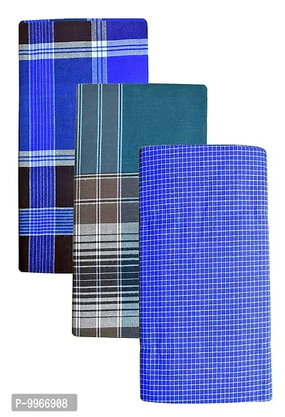 Classy Cotton Checked Stitched Lungie For Men Pack Of 3-thumb0