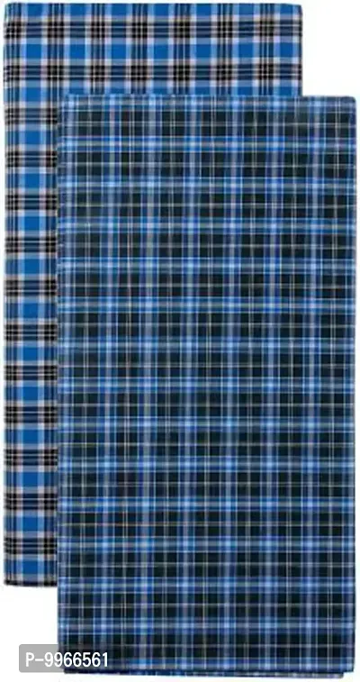 Classy Cotton Checked Stitched Lungie For Men Pack Of 2-thumb0