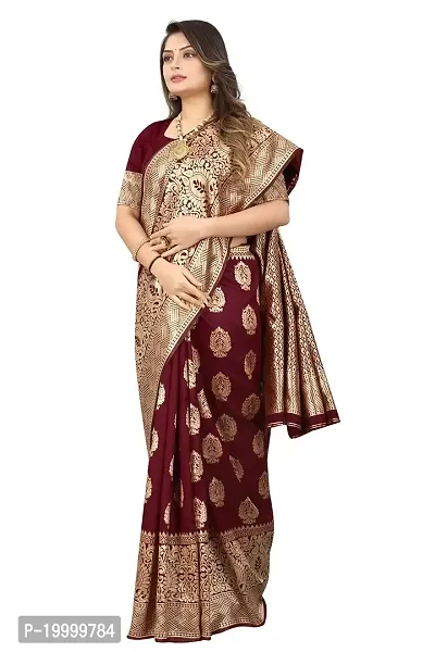 Nency Fashion Women's Banarasi Silk Zari Woven Work Jacquard Saree With Embellished Blouse Piece-thumb5