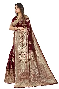 Nency Fashion Women's Banarasi Silk Zari Woven Work Jacquard Saree With Embellished Blouse Piece-thumb1