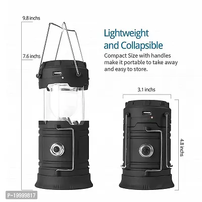 Rechargeable Solar and Charging LED Lantern, Portable Camping and Home Emergency Lights, with 2 Power Sources High Light Travel Battery Lalten Torch (Multi Colour)-thumb2